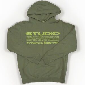Studio SuperVsn Graphic Logo Hoodie Sweatshirt Olive Green Medium